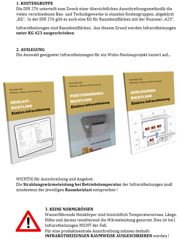 Grundsätze zur Ausschreibung von Infrarotheizungen